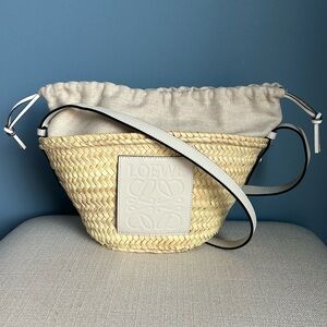 Loewe Paula's Ibiza Woven Raffia Anagram Drawstring Bag